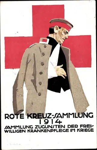Künstler Ak Hohlwein, Ludwig, Rote Kreuz Sammlung 1914, Verwundeter Soldat, PP 38 C 7 01