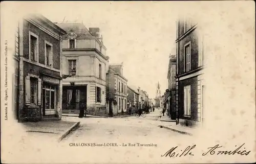 Ak Chalonnes sur Loire Maine et Loire, La Rue Traversiere