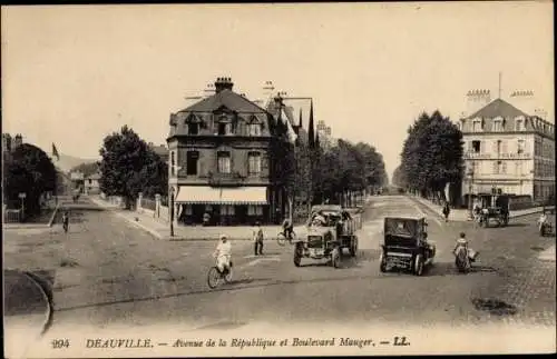 Ak Deauville Calvados, Avenue de la Republique et Boulevard Mauger