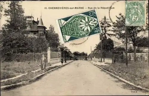 Ak Chennevières sur Marne Val de Marne, Rue de la Republique
