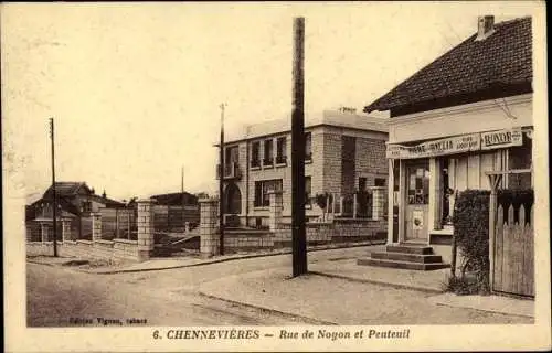 Ak Chennevières Val de Marne, Rue de Noyon et Peuteuil