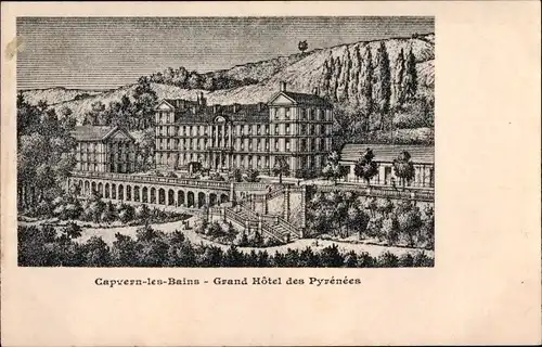 Künstler Ak Capvern les Bains Hautes Pyrénées, Grand Hotel des Pyrenees