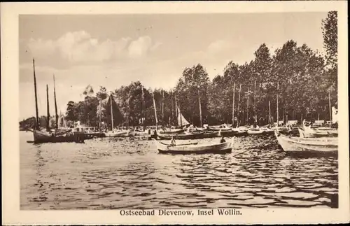 Ak Dziwnów Dievenow in Pommern, Wasserpartie, Segelboote