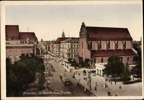 Ak Wrocław Breslau Schlesien, Schweidnitzer Straße