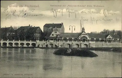 Ak Dortmund im Ruhrgebiet, Restaurant zur Steinern Brücke