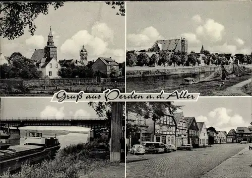 Ak Verden an der Aller, Kirche, Straßenpartie, Allerpartie