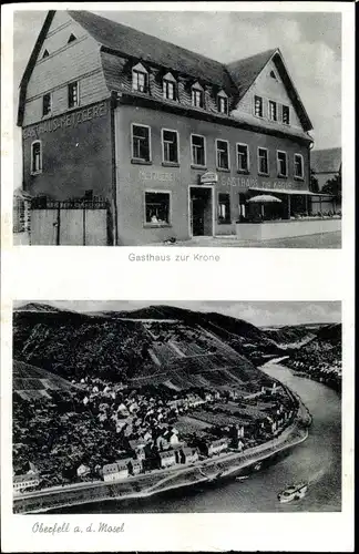 Ak Oberfell an der Mosel, Vogelschau, Gasthaus zur Krone