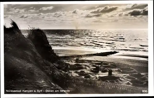 Ak Kampen auf Sylt, Dünen am Strande