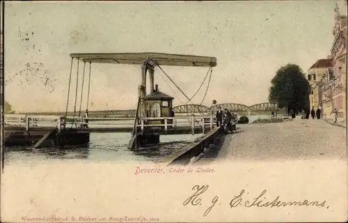 Ak Deventer Overijssel Niederlande, Onder de Linden, Klappbrücke