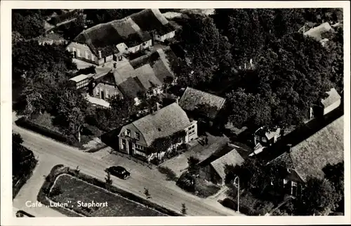 Ak Staphorst Overijssel Niederlande, Cafe Luten, Fliegeraufnahme