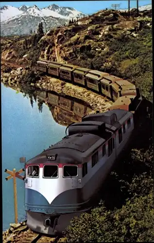 Ak Alaska USA, White Pass narrow gauge railway, US Amerikanische Eisenbahn