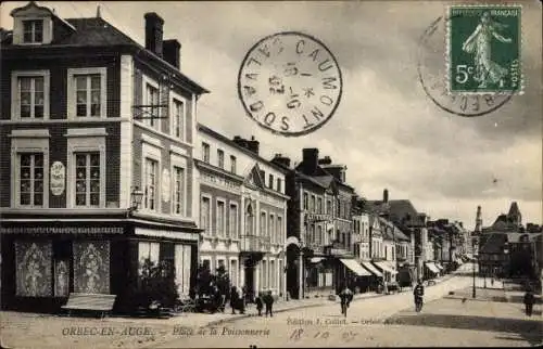 Ak Orbec en Auge Calvados, Place de la Poissonnerie