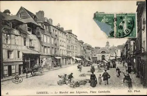 Ak Lisieux Calvados, Le Marche aux Legumes, Place Gambetta