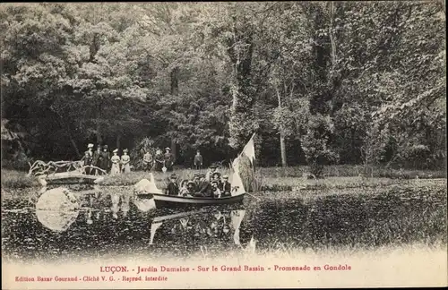 Ak Luçon Vendée, Jardin Dumaine, Sur le Grand Bassin, Promenade en Gondole