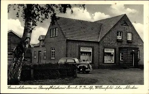 Ak Willmsfeld Westerholt in Ostfriesland, Dampfbäckerei Beruh, Automobil