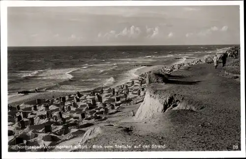 Ak Wenningstedt Braderup auf Sylt, Steilufer, Strand