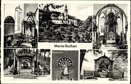 Ak Mariabuchen Lohr im Spessart Unterfranken, Kapuzinerkloster, Gnadenaltar, Brunnen