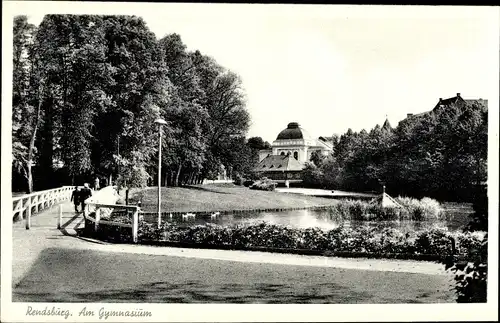 Ak Rendsburg in Schleswig Holstein, Am Gymnasium