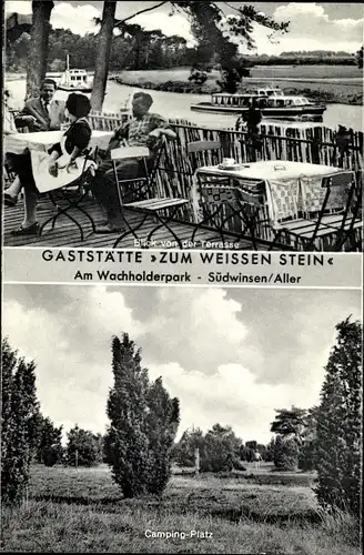 Ak Südwinsen Winsen an der Aller, Gaststätte Zum Weißen Stein, Campingplatz, Terrasse