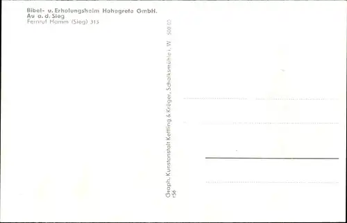 Ak Au Windeck an der Sieg, Bibel- und Erholungsheim Hohegrete