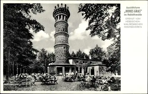 Ak Kassel in Hessen, Aussichtsturm, Berggasthaus Hohes Gras