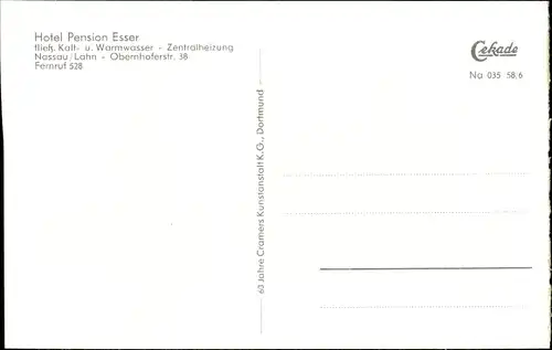 Ak Nassau an der Lahn, Hotel Pension Esser, Obernhoferstraße 38