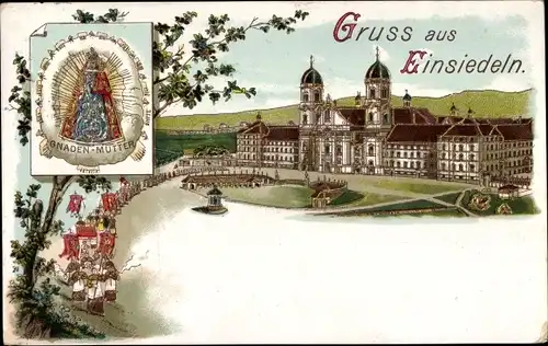 Präge Litho Einsiedeln Kt. Schwyz Schweiz, Wallfahrtskloster, Gnadenmutter