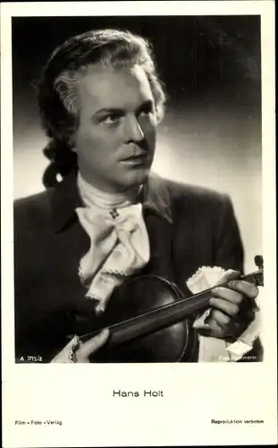 Ak Schauspieler Hans Holt, Portrait, Violine