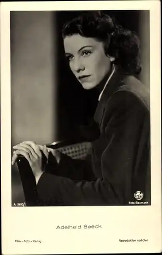Ak Schauspielerin Adelheid Seeck, Seitenportrait