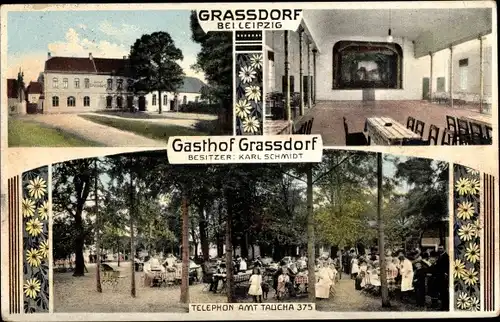 Ak Grassdorf Taucha in Nordsachsen, Gasthof Karl Schmidt, Garten