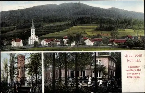 Ak Kottmar in der Oberlausitz, Blick auf den Ort, Turm, Gasthaus