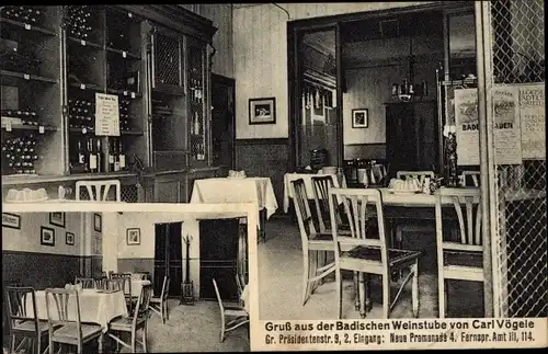 Ak Berlin Mitte, Badische Weinstube, Große Präsidentenstraße 9, Innenansicht