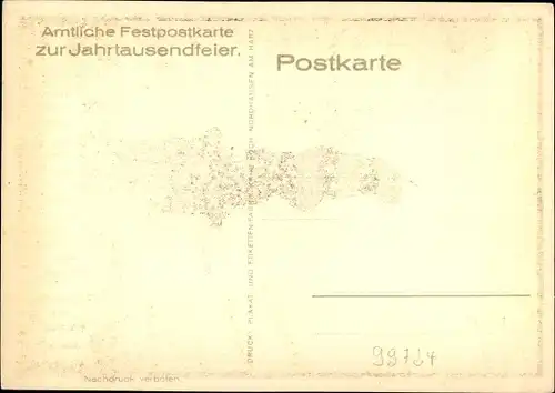 Steindruck Künstler Ak Mucke, Curt, Nordhausen in Thüringen, 1000 Jahre Stadt