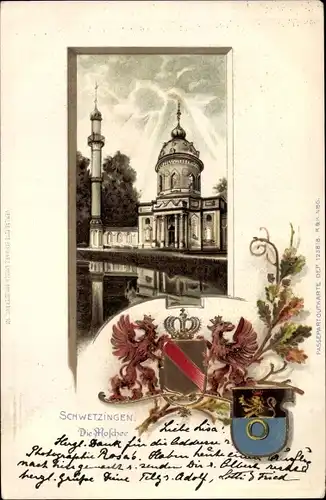 Präge Wappen Litho Schwetzingen Baden Württemberg, Moschee