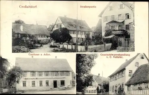 Ak Großaltdorf Vellberg im Kreis Schwäbisch Hall, Straßenpartie, Gasthaus z. Adler, Gemischtwarenh.