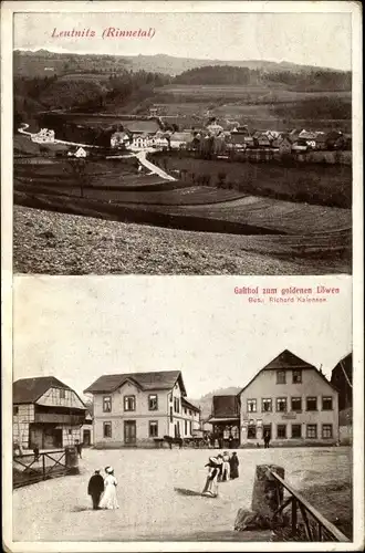 Ak Leutnitz Rottenbach Königsee in Thüringen, Panorama, Gasthof z. goldenen Löwen
