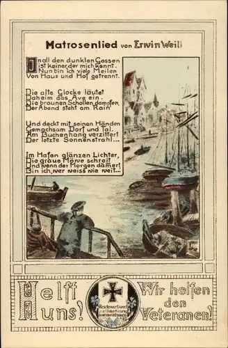 Lied Ak Wohlfahrtskarte, Veteranenhilfe, Matrosenlied, Erwin Weil