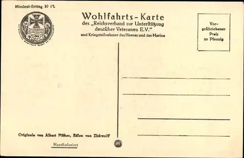 Ak Soldatengrab Hugo Zuckermann, Reichsverband zur Unterstützung Deutscher Veteranen, Gedicht