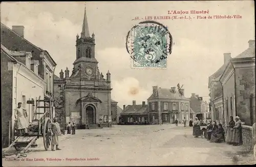 Ak Les Rairies Maine-et-Loire, Place de l'Hotel de Ville
