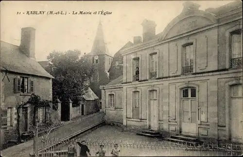 Ak Rablay Maine-et-Loire, La Mairie et l'Eglise