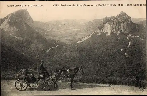 Ak Le Mont Dore Puy de Dôme, La Roche Tuiliere et la Roche Sanadoire