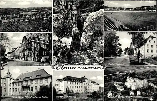 Ak Hemer im Sauerland, Amtshaus, Haus Hemer, Stadion, Amtskrankenhaus