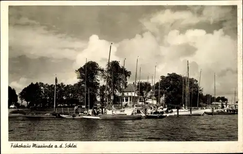 Ak Missunde an der Schlei Kosel, Segelboote, Schleipartie