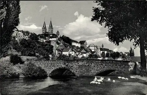Ak Fritzlar in Hessen, Blick auf den Ort, Brücke