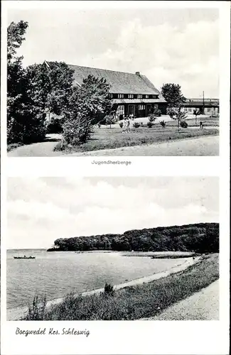 Ak Borgwedel an der Schlei, Jugendherberge, Seepartie
