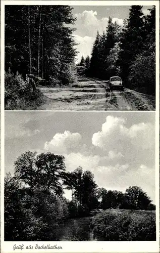 Ak Bockelkathen Lüdersburg Niedersachsen, Straße, Wald, Auto