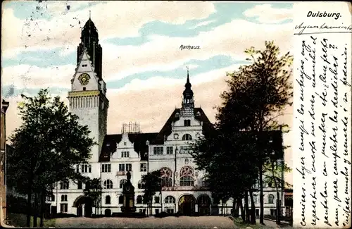 Ak Duisburg im Ruhrgebiet, Rathaus