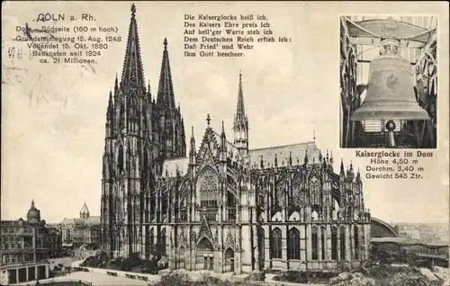 Ak Köln am Rhein, Dom, Kaiserglocke im Dom