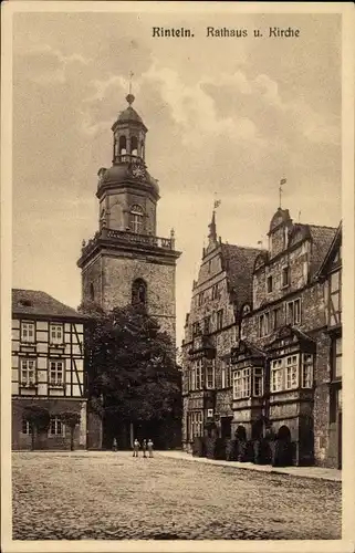 Ak Rinteln an der Weser, Rathaus, Kirche