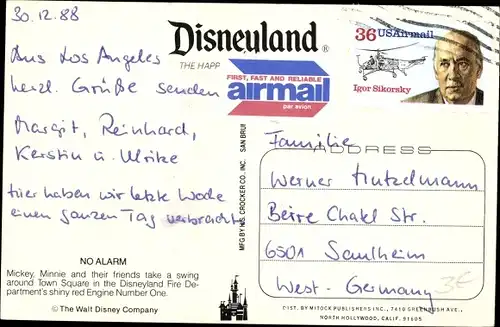 Ak Anaheim Kalifornien USA, Disneyland, Mickey, Minnie, Donald Duck, Goofy